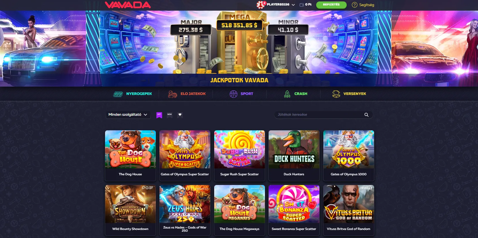 Játékok kínálata a Vavada online casino-ban