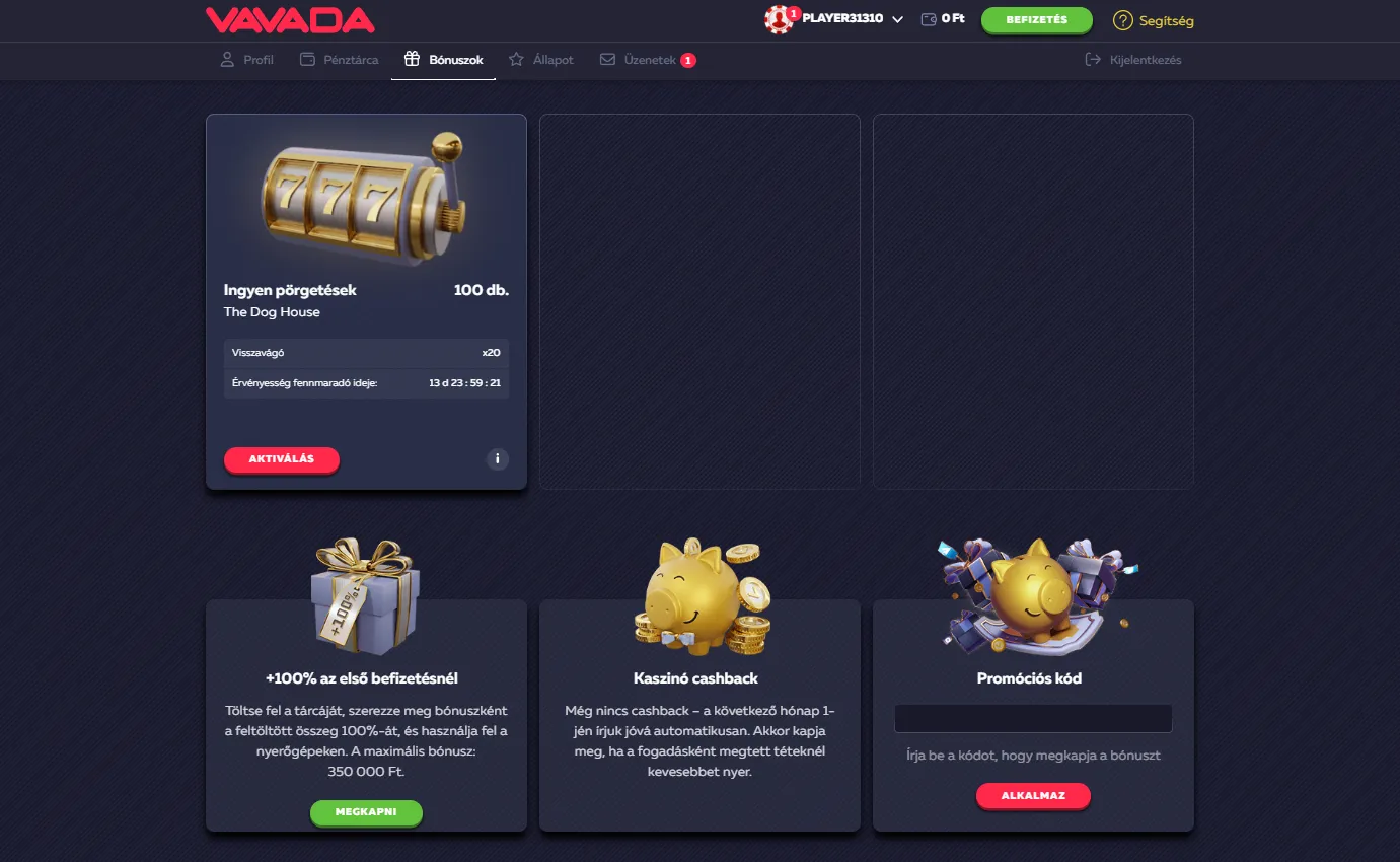 Helyes használat a Vavada bonus code esetében
